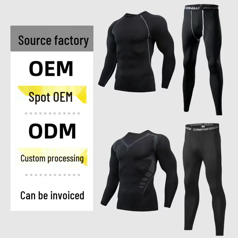 Men's Quick-Dry Breathable Sportswear Set - Tight-Fit, Long-Sleeve Base Layer for Outdoor Running & Training.