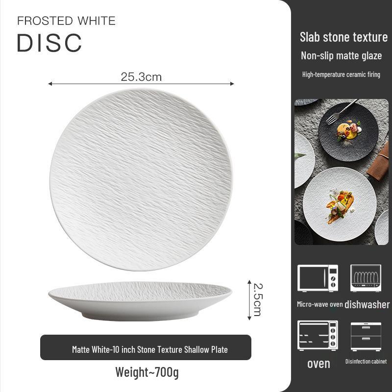 Luxury Ceramic Round Dinner Plate - Western Style, Flat & Shallow Design for Steak & More