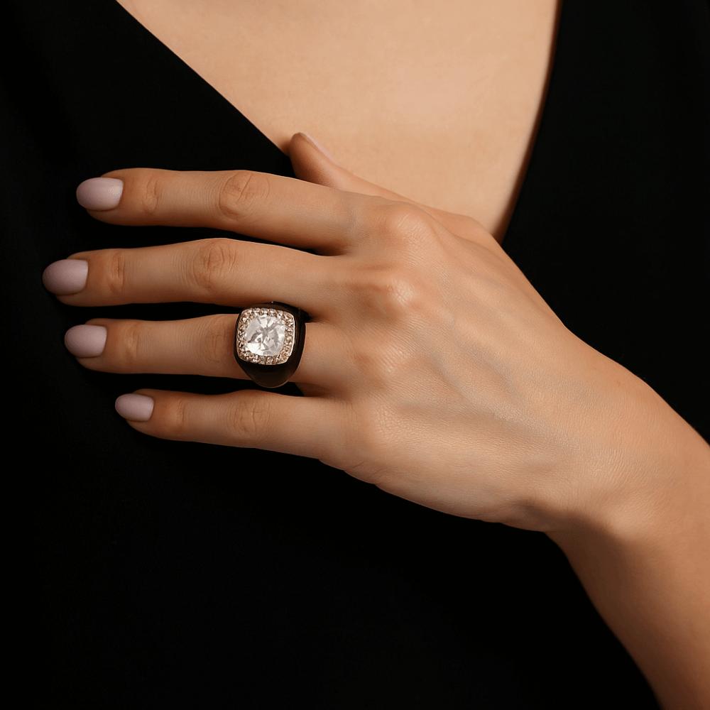 Gold Plated Zircon Open Ring Multicolor Geometric Square Ring Enamel Dripping Oil Ring  For Women