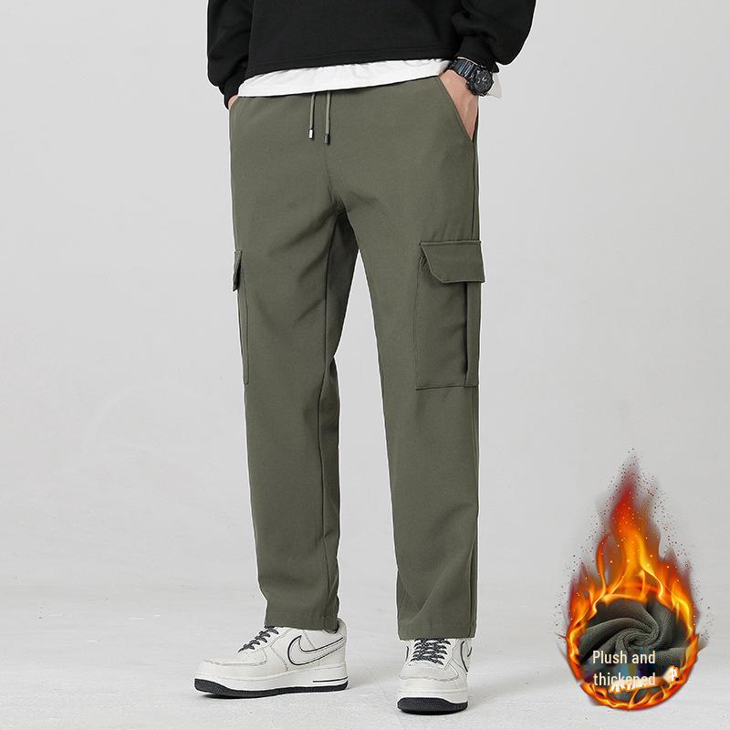 Men's Soft Shell Casual Workwear Pants - Winter Plus Velvet Outdoor Sports Trousers