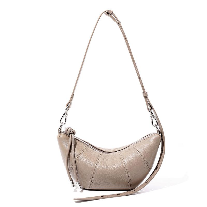 Women's Bag New Top Layer Cowhide Dumpling Bag Niche Design Croissant Bag Fashionable Simple Shoulder Bag Women