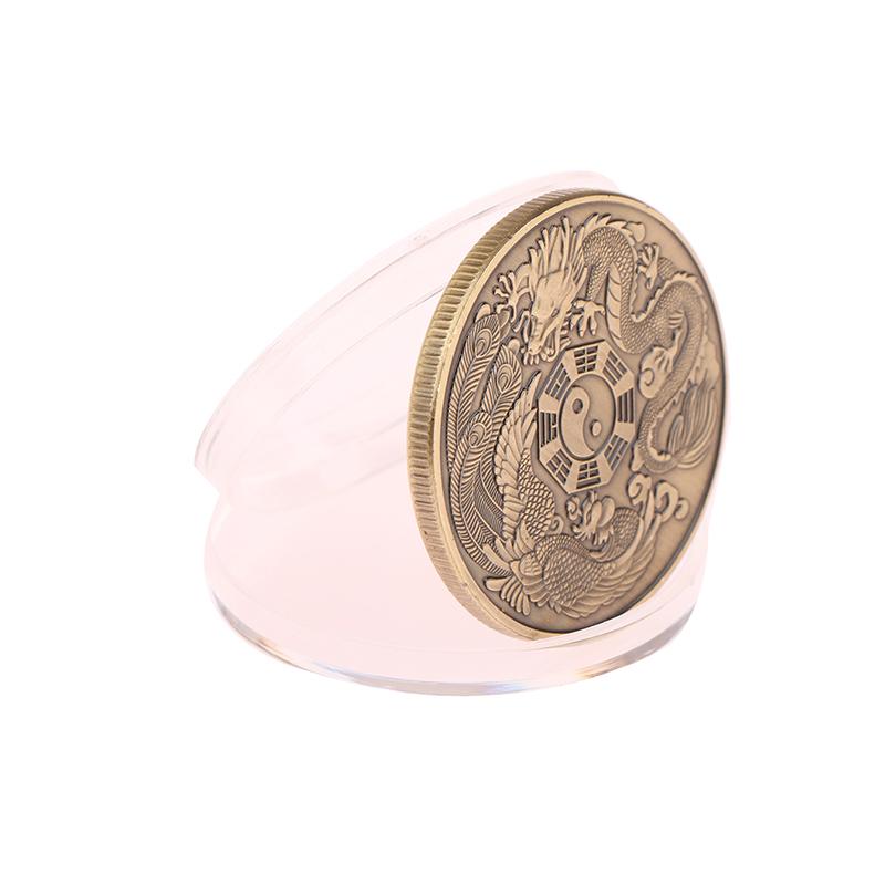 Drachen-Phönix-Gedenkmünze, Tai Chi, acht Diagramme, Herausforderungsmünze, traditionelle chinesische Kultur, symbolisiert Glück