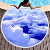 Sky Cloud Print Round Beach Towel, Microfiber Sand Free Quick Dry Circle Bath Towel Absorbent Tropical Meditation Rug Yoga Mat