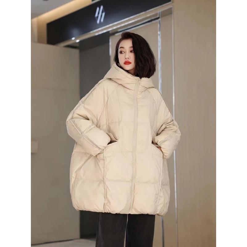 Women 90% White Duck Down Jacket Hooded Autumn Winter Warm Oversize Puffer Coat Casual Loose Thick Parkas Female Outwear