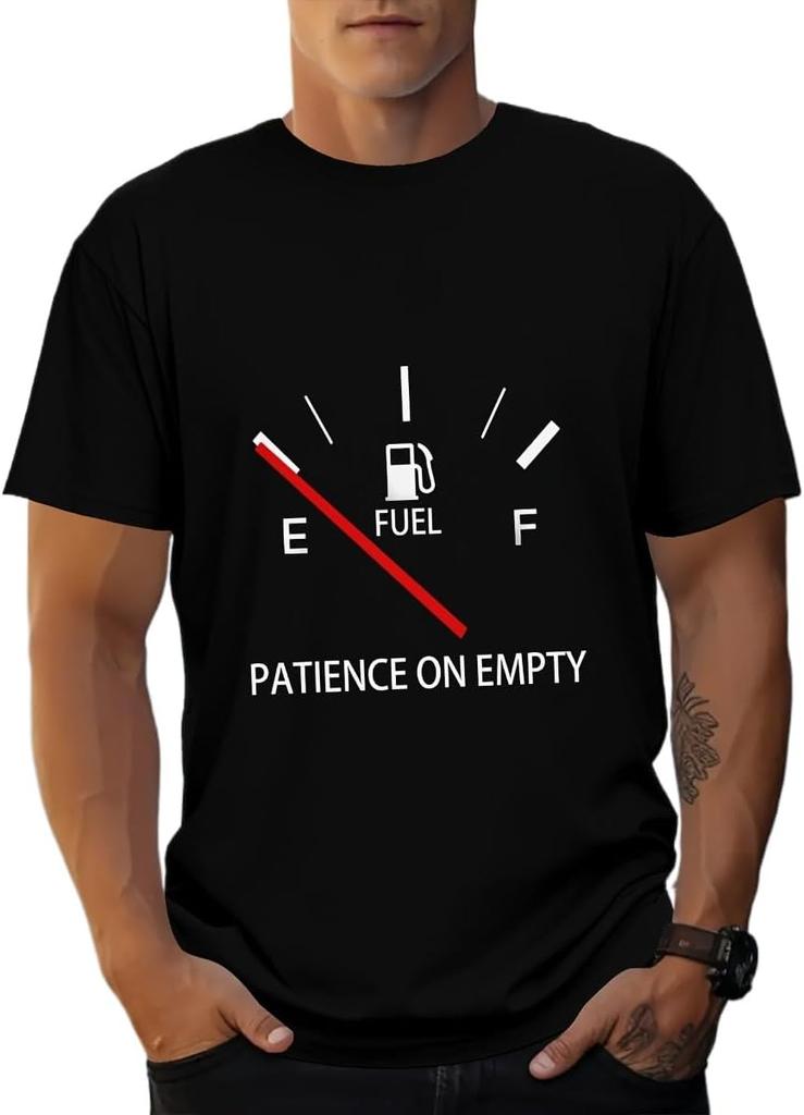Fuel Gauge Graphic Tee - Men's Black Cotton Crew Neck (S-XXXL)