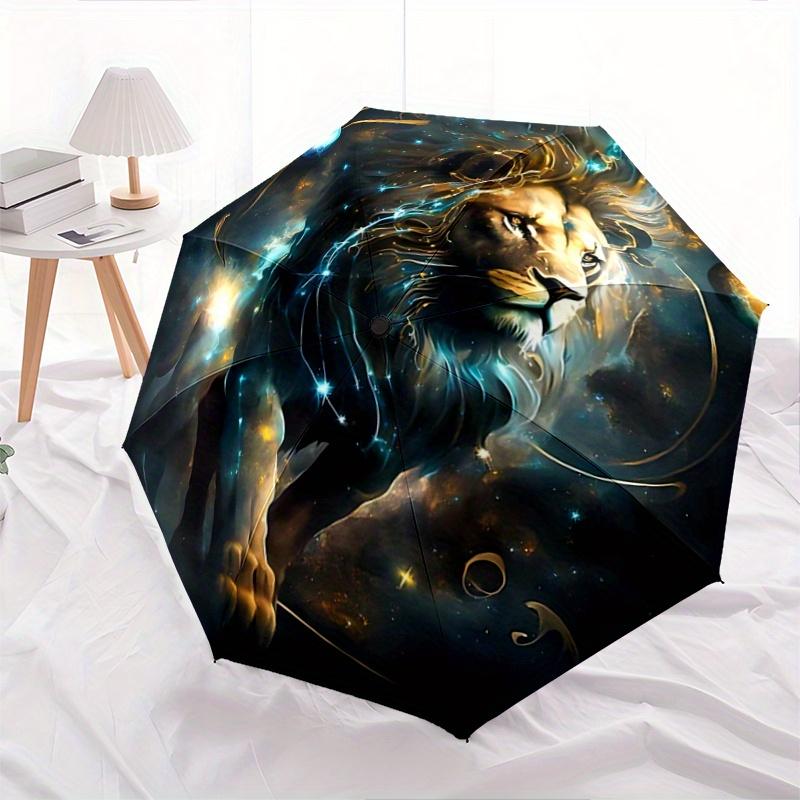 

1pc Lion s Cosmic Journey Fully Automatic Folding Portable Umbrella, 8 Iron Frames, Three-Fold Design, Suitable for All Seasons, Suitable for Out