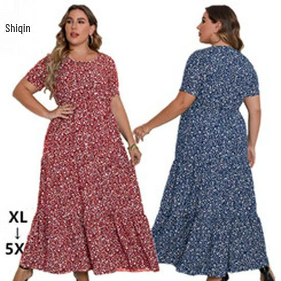 2026 Plus Size V-neck Short Sleeve Sequin Embroidery Bridesmaid Banquet Dress for Spring/Summer (European/American Style)