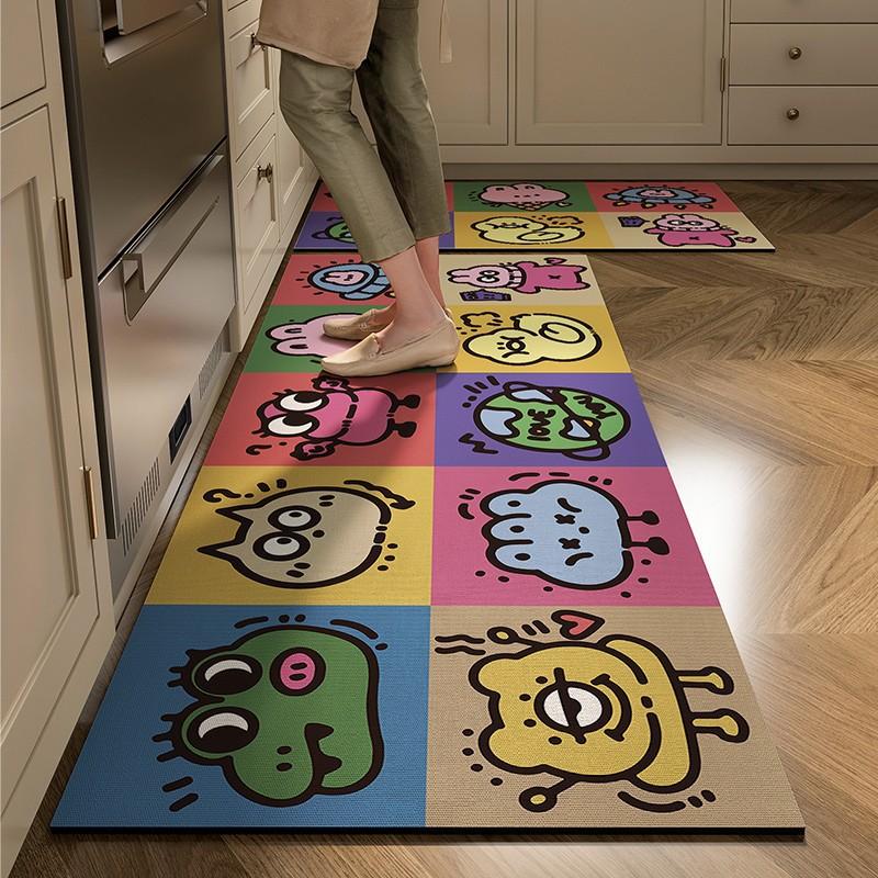 

VIKAMA 1/2PC Kitchen Special Diatom Mud Carpet Home Decor Bathroom Cartoon Illustration Non-Slip, Dirt-Resistant And Easy Clean 40x60cm 16x24inch