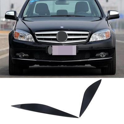Für Benz C-Klasse W204 2007-13 Glänzende Klavierlack Schwarz Scheinwerferaugenbraue Augenlidabdeckung