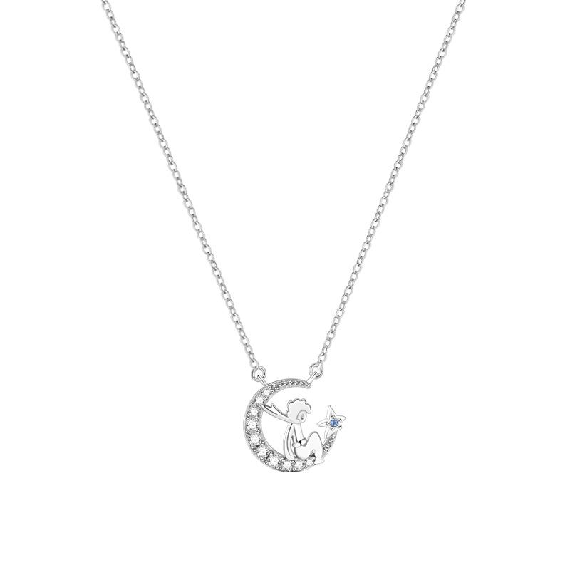 Little Prince Necklace Female Personality Niche Fashion Versatile High Design Sense Little Prince Star Moon Pendant Quality