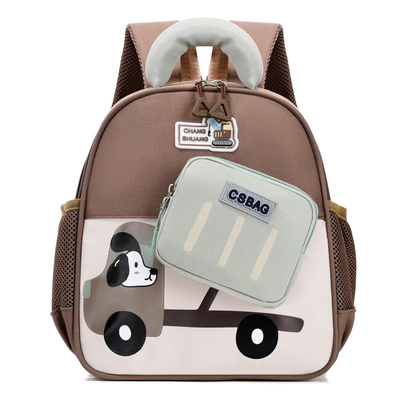 

Korean Style Cartoon Car Lightweight Children s Backpack for Boys and Girls - Fashionable and Spine Protection for Kindergarten коричневий