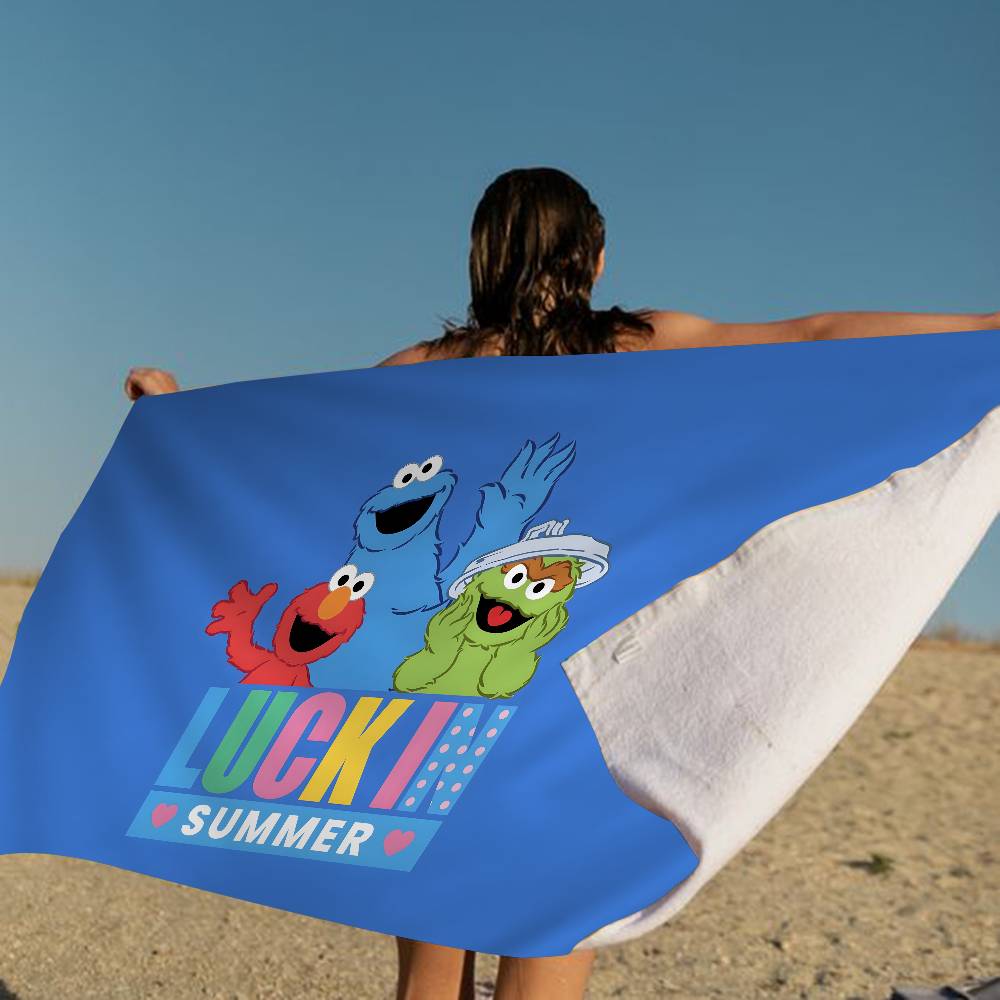 Sesame Street Cartoon Microfiber Blanket Quick Drying Beach Towels Oversized Printing Super Absorbent Pool Towel Blanket