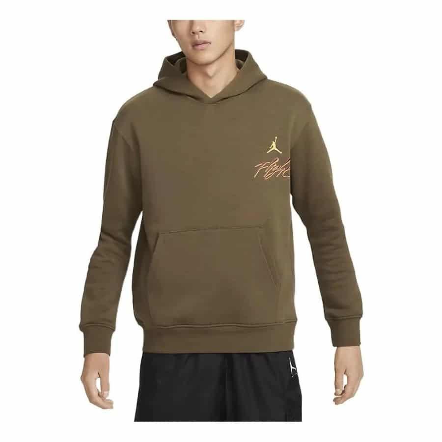 Jordan Sweatshirts Men's Light Olive Green Hooded Moderate Regular DQ7506-385