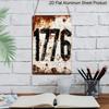 2D Flat Metal Sign | Vintage Aluminum Wall Decor with Rustic American Revolution Theme and Bold '1776' Numbers, Heavy-Duty for Living Room, Bar