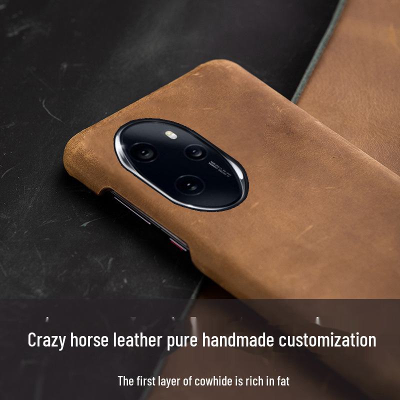 Echtes Rindsleder Halbschalen-Etui für Honor 100/100Pro