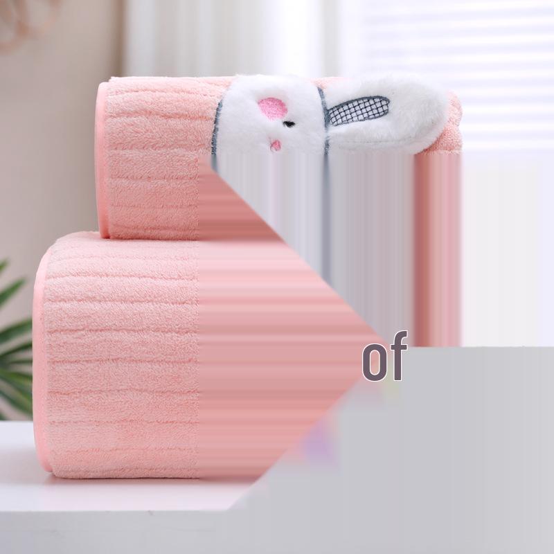 Plus Size Cartoon Rabbit Bath Towel Set for Kids - Cute, Quick Dry, and Absorbent Coral Fleece for Home Use