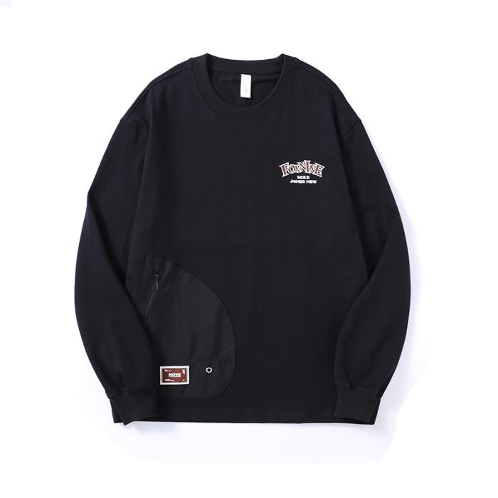 

Футболка мужская свободного покроя цвета хаки с длинными рукавами в стиле ретро и осенне-зимнего сезона, большого размера, модная брендовая рубашка-свитер в американском стиле 4XL чёрный