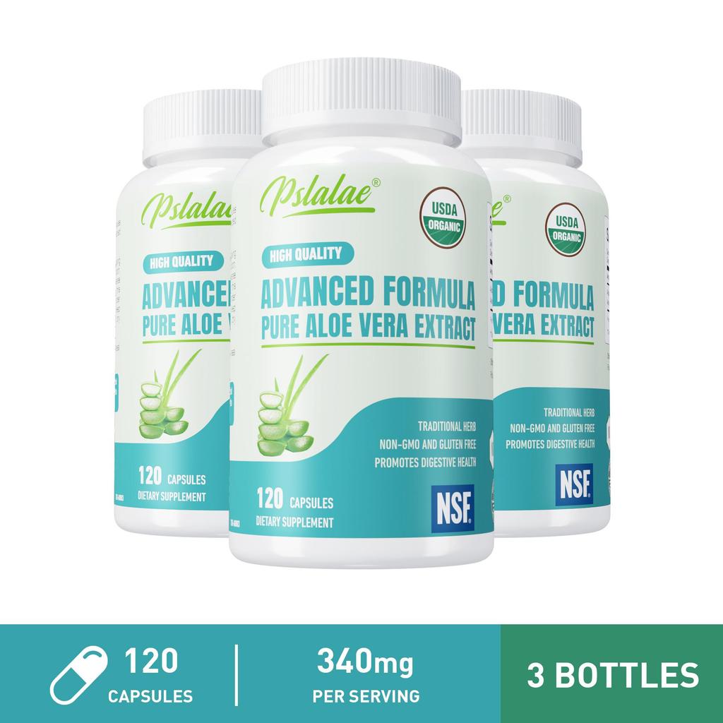 Bio-Aloe-Vera-Kapseln, unterstützen die Darmgesundheit, die Immunabwehr, geeignet für Männer und Frauen.