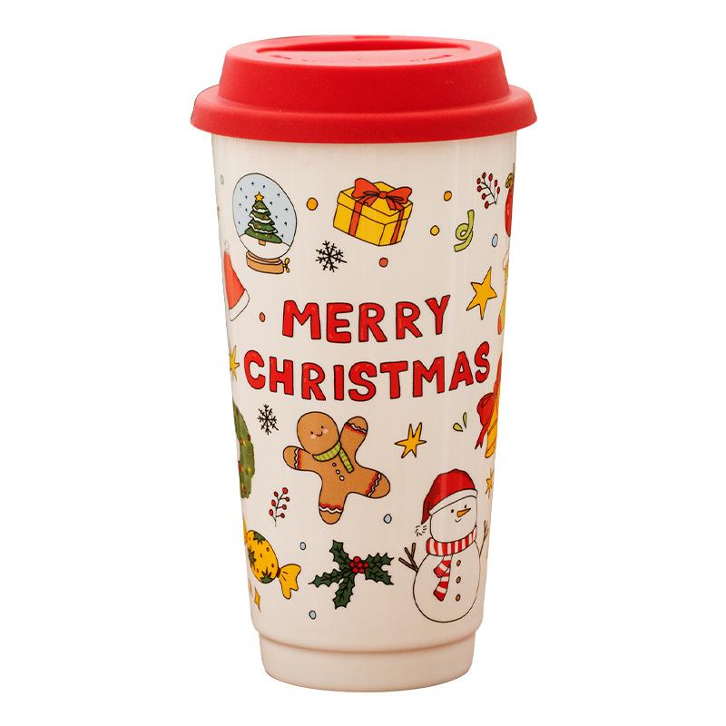Christmas Ceramic Mug, Home and Office Tumbler, Cute Coffee Cup as a Gift for Birthday or Souvenir
