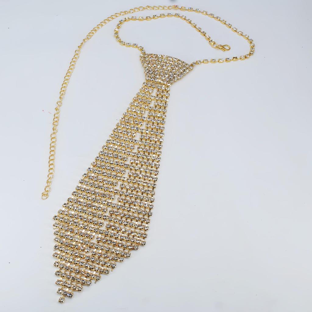 Fashionable Women's Rhinestone Bowtie Tassel Necklace - Party Jewelry Luxury