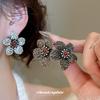 Elegant Diamond-Studded Flower Earrings: Silver Needle Retro Style for High-End Fashion