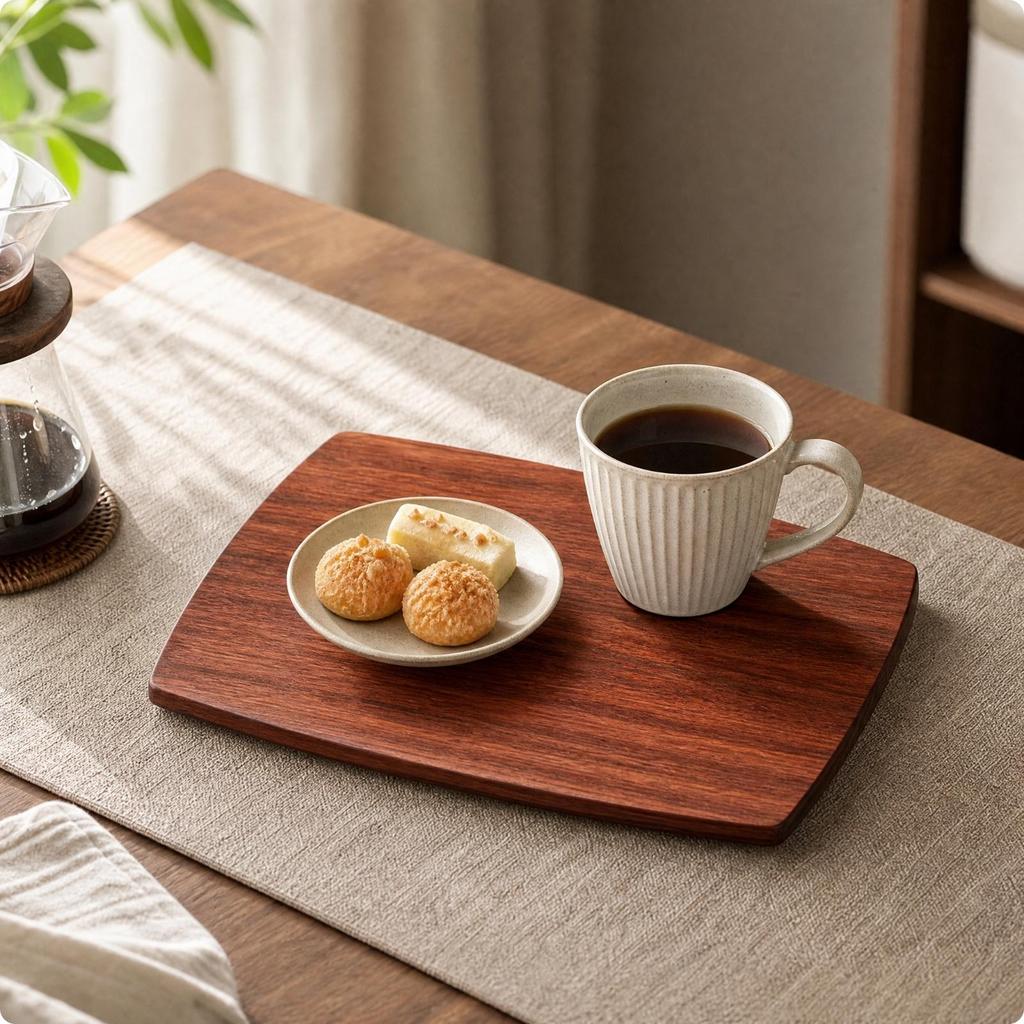 Rectangular Wooden Serving Tray Long-Lasting for Kitchen Counter