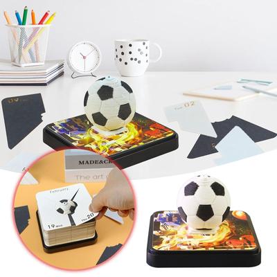3Dcalendar 2025-paper Sculpture-tabletop Decorations (soccer)-calendar (white, 8.7 X 8.7 X 6 Cm)