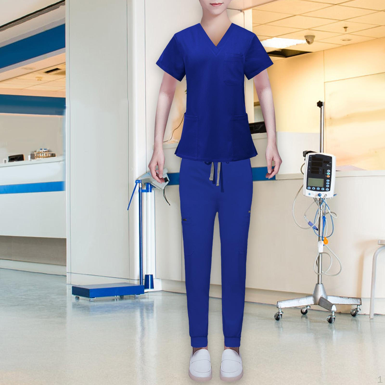 Комплект медработника с топом и брюками для груминга питомцев Royal Blue M