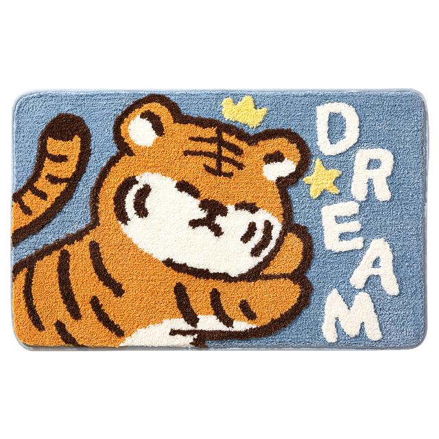Tiger Absorbent Bathroom Door Entrance Mat Cartoon Bath Rug Bathroom Non -Slip Toilet Mat Entrance Children 'S Room Carpet 
