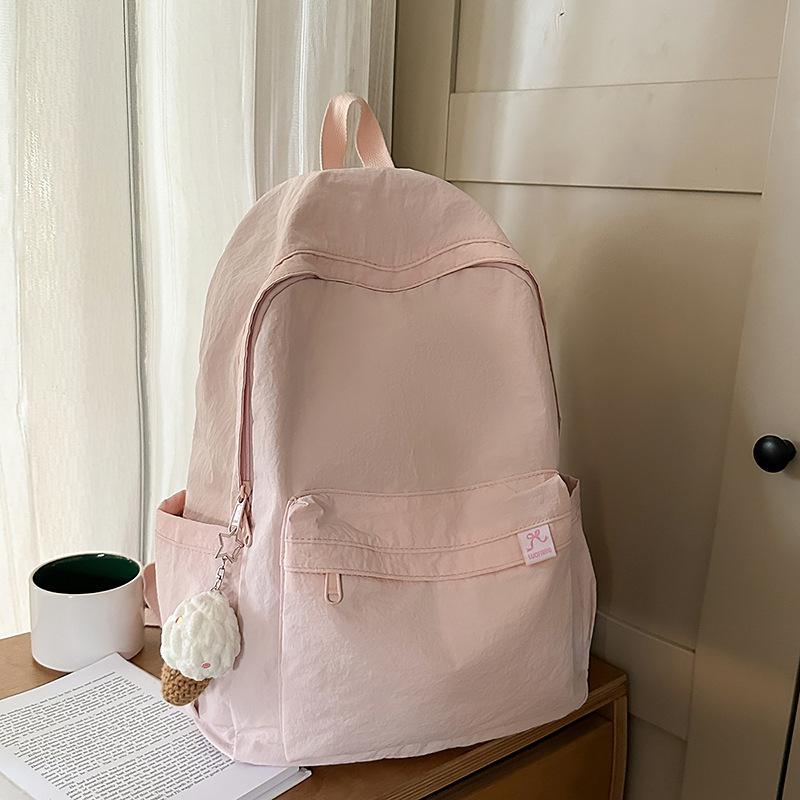 Schoolbag Lightweight Simple Solid Color School Bag Female College Student Travel Backpack High School Girls College Style Outdoor Travel Backpack