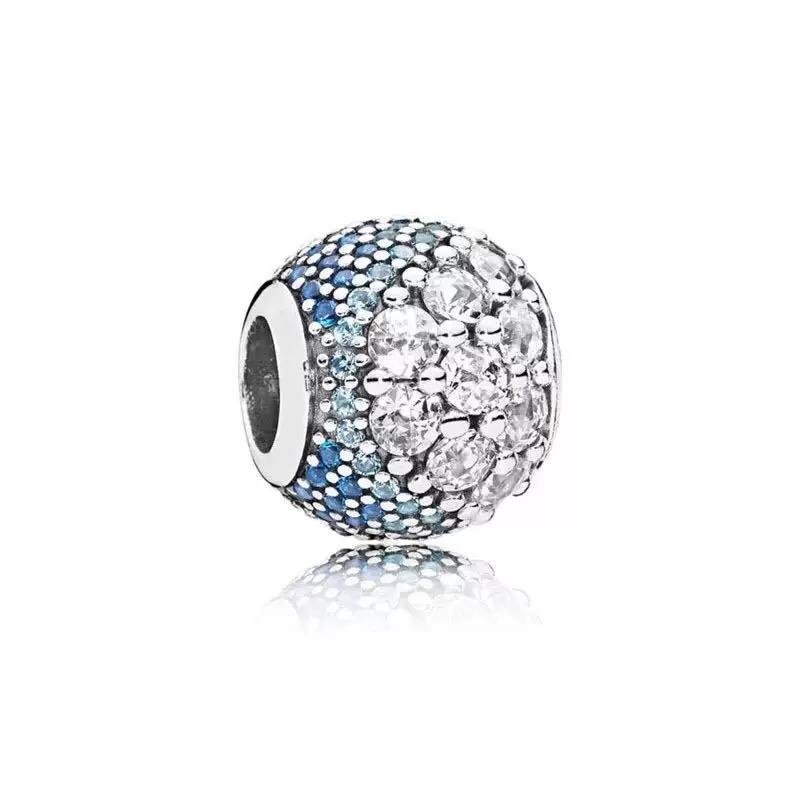 2025 Nový 925 Sterlingové Stříbro Modrá Řada Lesklý Zirkonový Korálek Přívěsek Náramek Náhrdelník Šperky Výroba Dárek pro Ženy