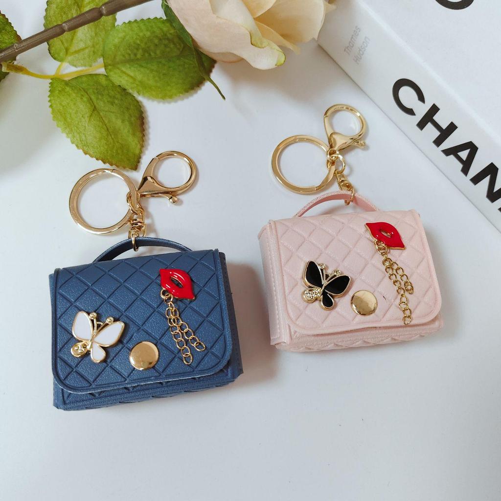 Argyle-Style Mini Red Lips Bag Charm & Coin Purse Keychain