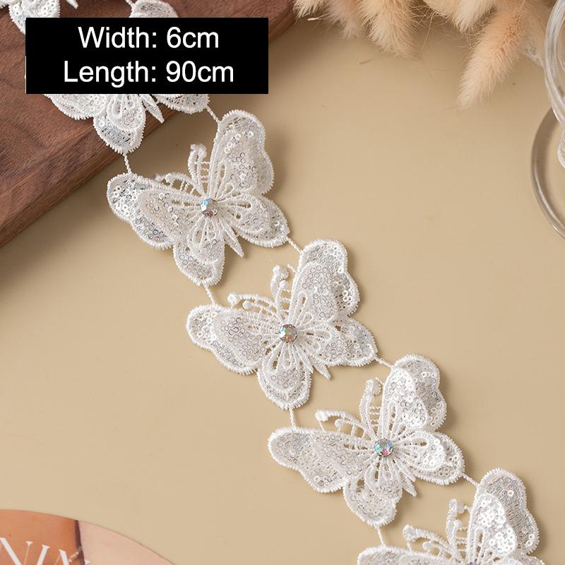 3D Butterfly Lace Trim Fabric  Sewing Accessories For Wedding Dress Clothing Diy Crafts Supplies Flower Decor Ribbon