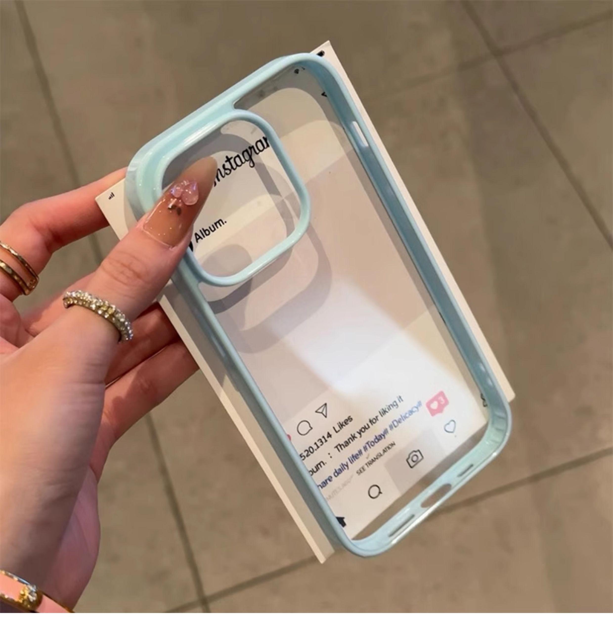 

Розкішний Прозорий Чохол-Бампер Кольоровий для iPhone 17 16 15 14 13 12 11 Pro Max Plus Акрилова Жорстка Прозора Задня Кришка Capa For iphone 17Pro max небо синє кольору
