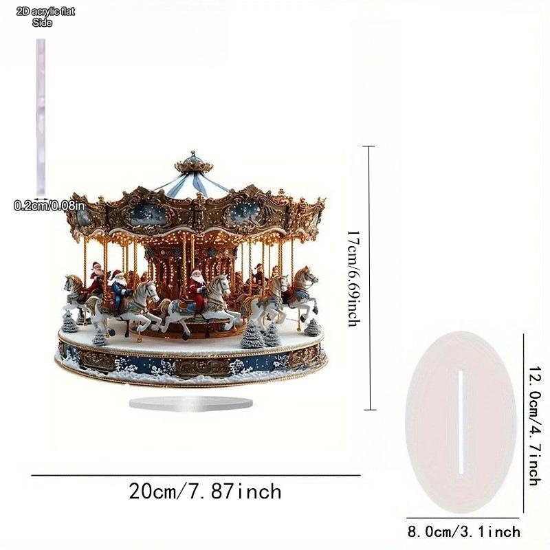 Christmas Desk Decor, Santa Claus Rotating Carousel Design Indoor/ Outdoor Home Office Decoration, Home Tabletop Decorations, Nurseries, Home Desk