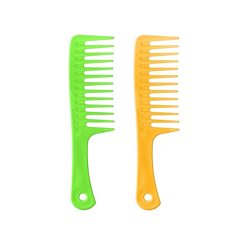 2 Pack Wide Tooth Comb, Hair Combs, Large Tooth Detangling Comb for Women Wet Curly Hair, Styling (Black/Pink)