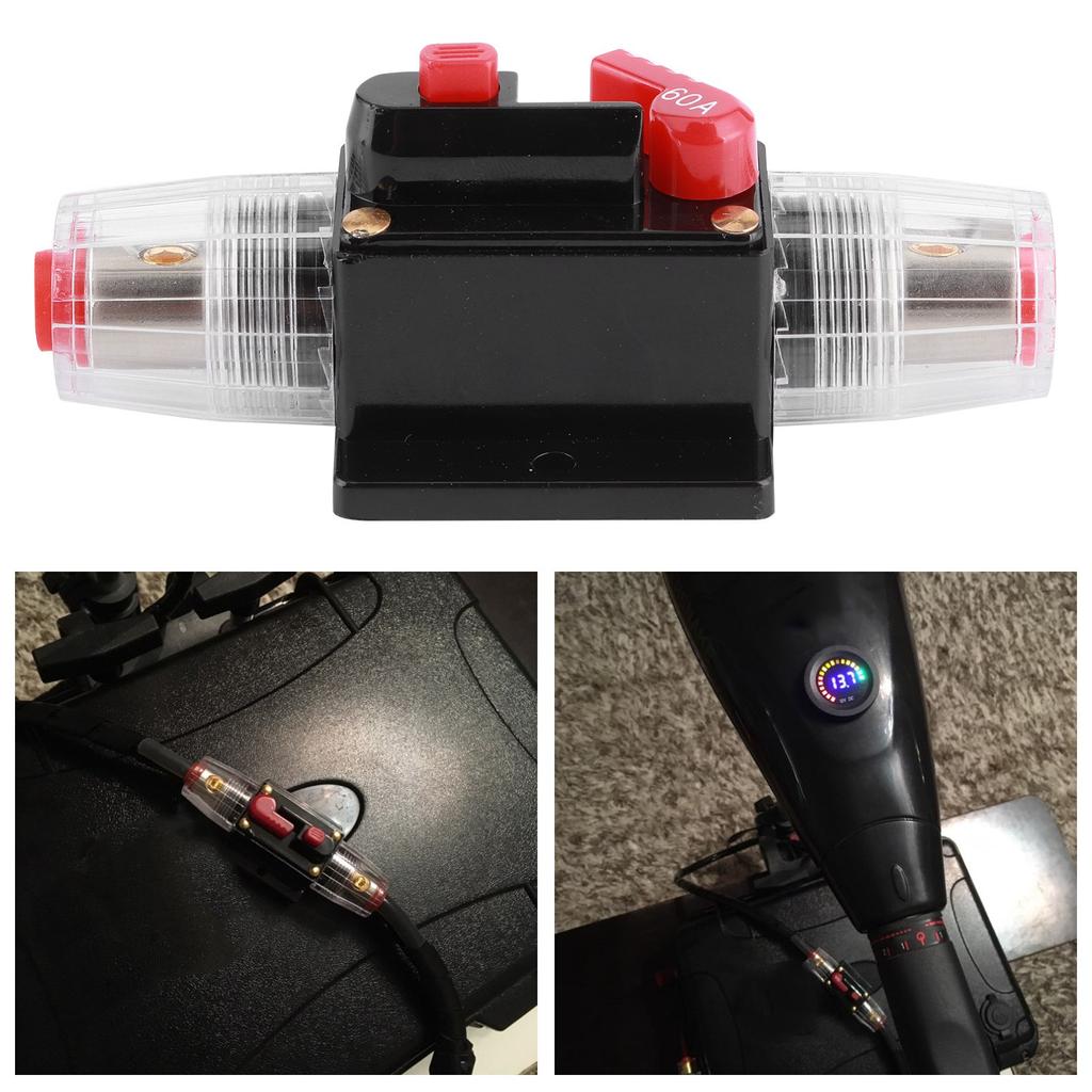 Automatic Reset Fuse Holder Switch Amplifier Car Truck Audio Modification 12V 60A