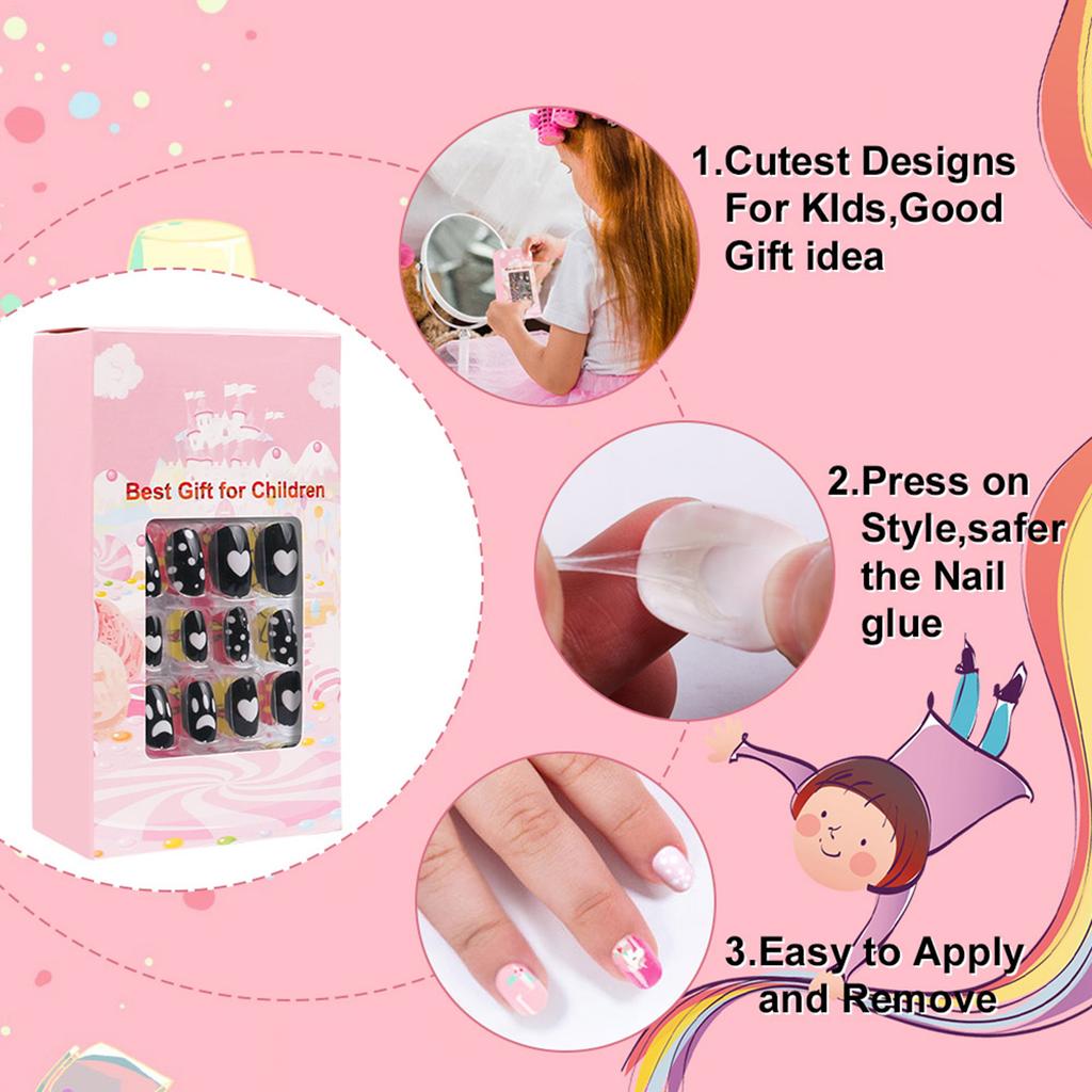 120 Stuks Celsius Set Leuke Kunstnagels Volledige Dekking Nageltips voor Kinderen Nagelkunst Kinderen Cadeau
