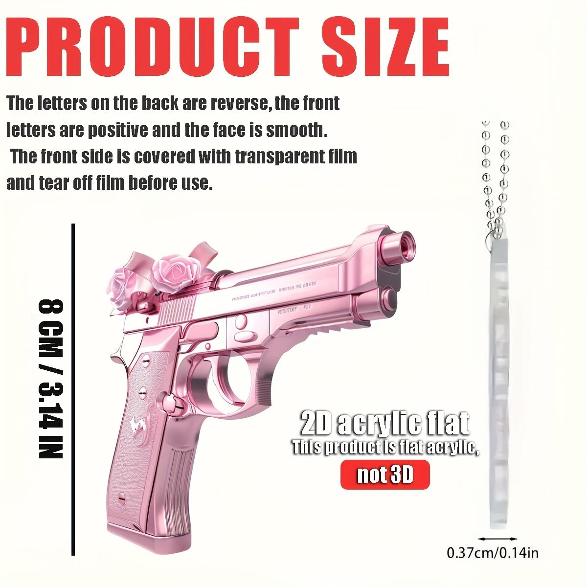 

2D Pink Pistol Rose Design Pendant Used for Car Hanging Decoration Fun Decoration Home Decoration Backpack Accessories keychains