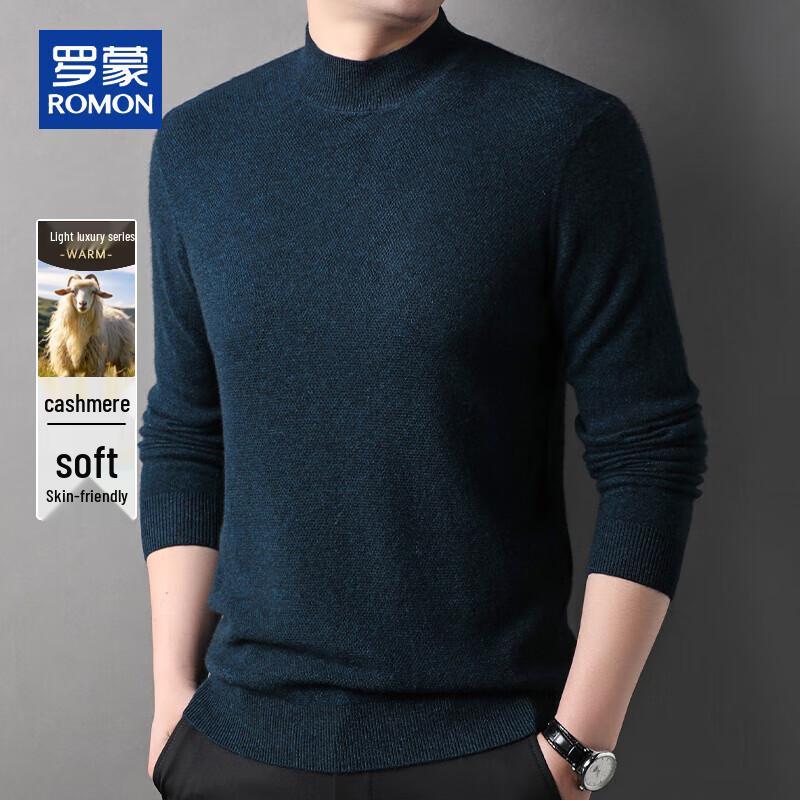 

ROMON Men s Thick Cashmere Wool Blend Mock Neck Sweater 3XL