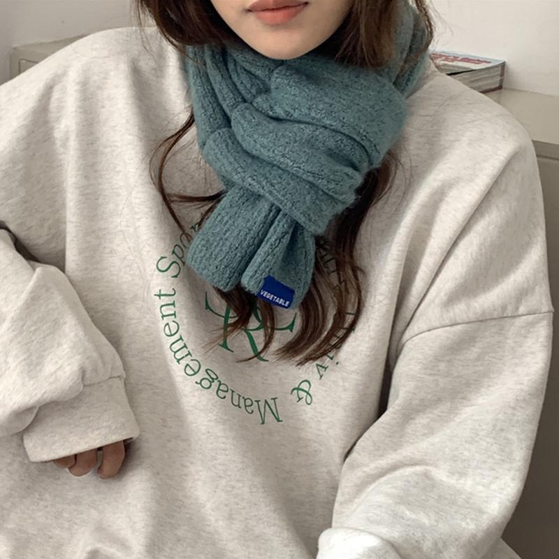 Neutral Short Solid Color Knitted Scarf Lazy Letter Autumn And Winter Warm Neck Protection Men And Women Mountaineering Scarf