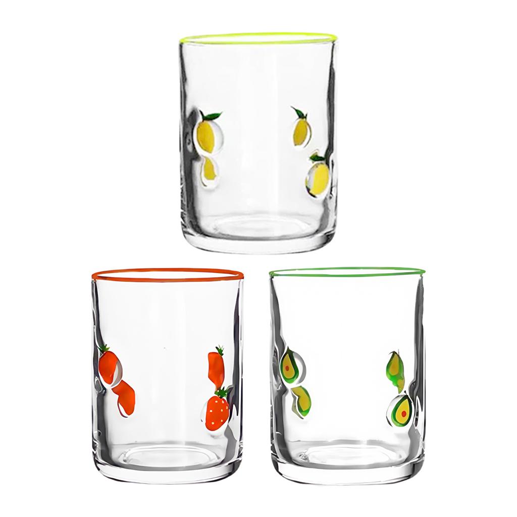 Pair Of Lemon Printed Vintage Juice Glasses Durable Glassware With 14oz Capacity Ideal For Cocktails Water Decor