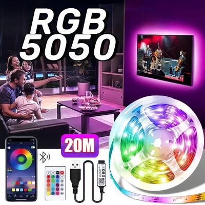 5M 20M Bluetooth LED Strip RGB 5050 APP Control Color Change Tape for TV Backlight USB Strip Light
