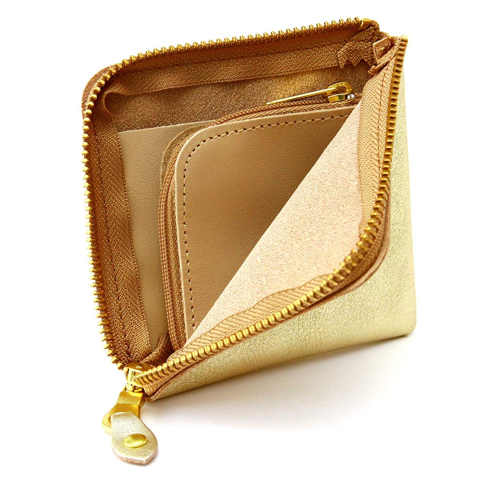 AGILITY affa "Square Wallet" Half Wallet with Coin Case, Card Case, and Bill Compartment in Leather, Gold and Silver