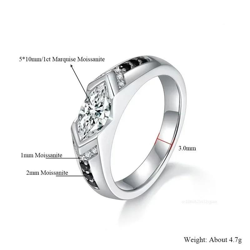5*10mm Moissanite Ring for Men/Women 925 Sterling Silver Wedding Band Couple Promise Ring Fashion Jewelry Valentine's Day Gift