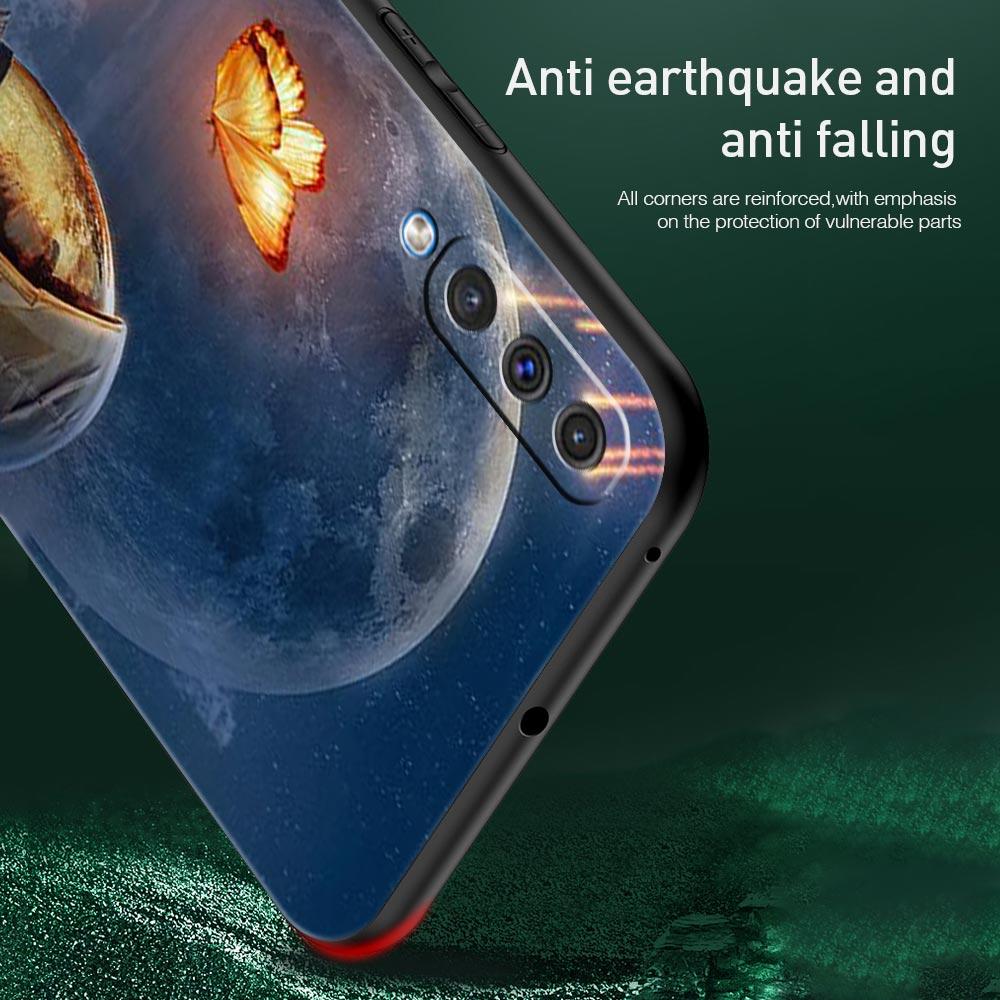 Cute Astronaut Moon Phone Case For Samsung Galaxy A12 A32 A50 A70 A20E A20S A10 A10S A22 A30 A40 A42 A52 5G A02S A04s Soft Cover