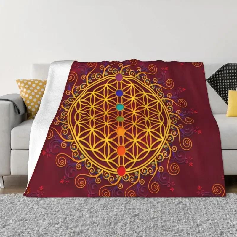 Flower Of Life Sacred Geometry Blanket Flannel Fleece Geometric Pattern Mandala Throw Blankets for Travel Bedding Couch Quilt