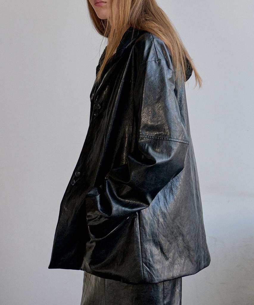 Ahwe Fake Leather Jacket_Black