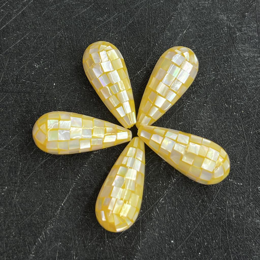 1 st, Fantastiska Gula Mosaikliknande Korallpärlor med Hål - DIY Smyckespärlor Lätta att Trä på Armband/Halsband Sommar Pysselmaterial Gåva