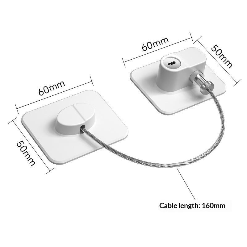 Combination Refrigerator Lock No Drill Adhesive Mount Heavy Duty Steel Cable for Home Kitchen Fridge Cabinet Drawer